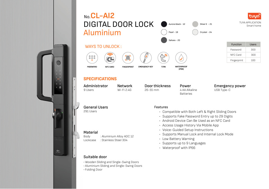 Khóa cửa kỹ thuật số Aluminium