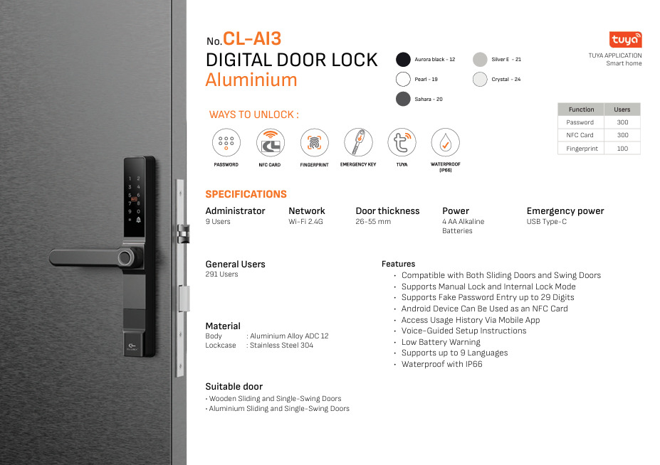 Khóa cửa kỹ thuật số Aluminium
