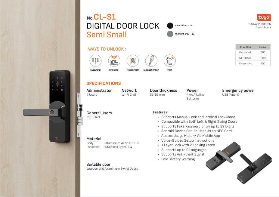 Khóa cửa kỹ thuật số Semi Small