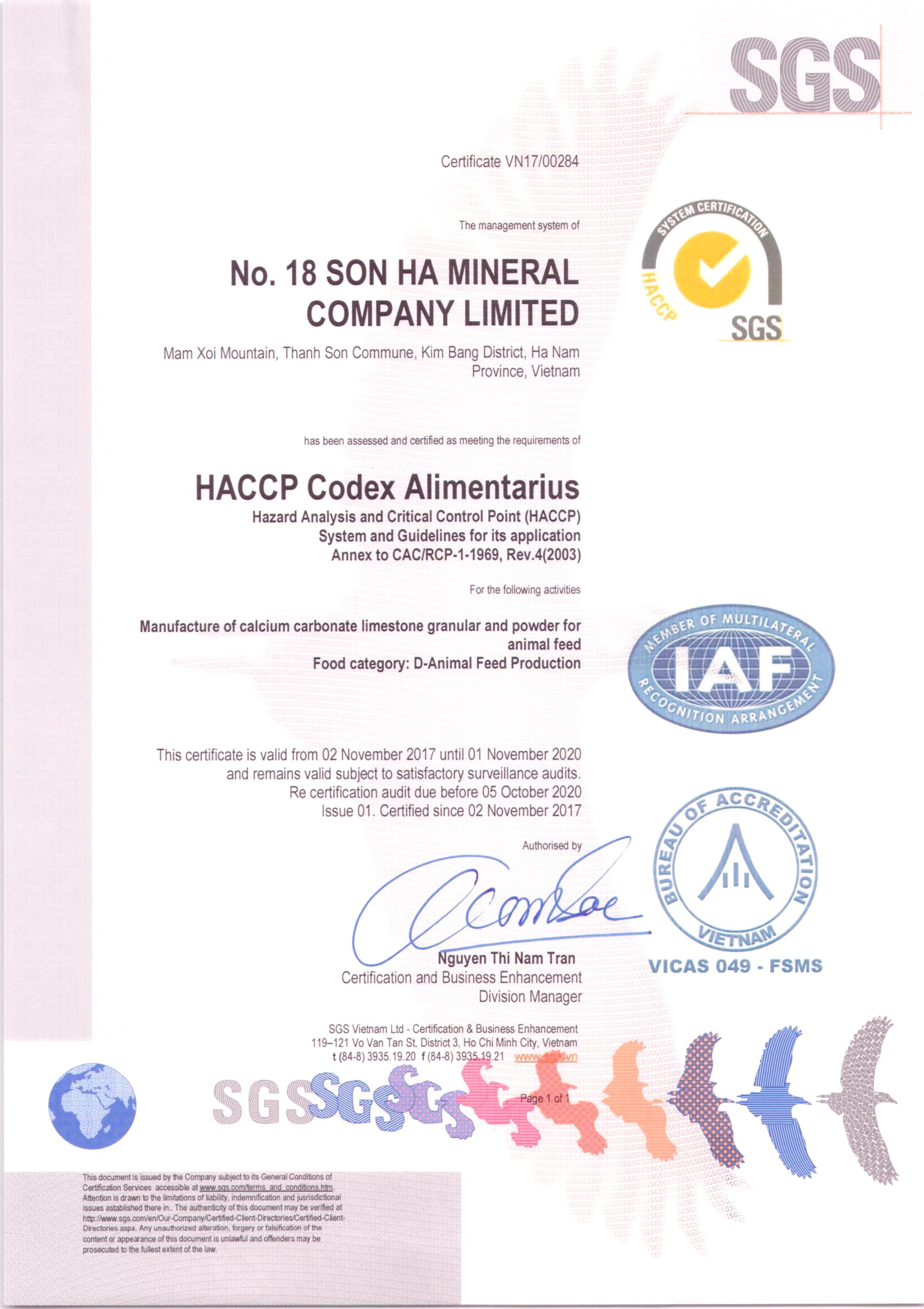 Chứng nhận HACCP Codex Alimentarius