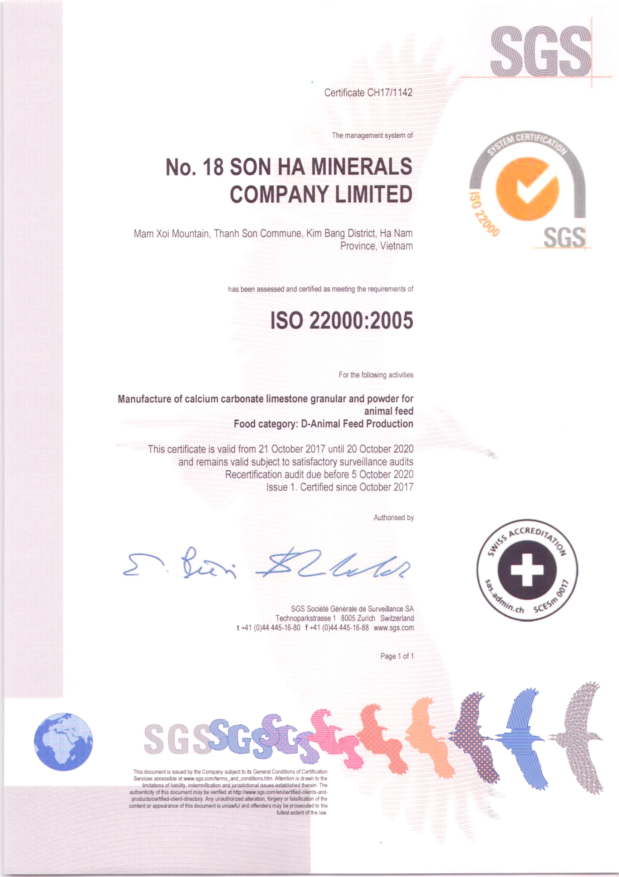 Chứng nhận ISO 22000:2005