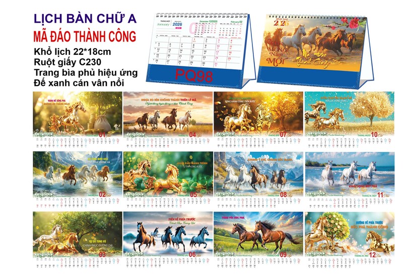 Lịch để bàn chữ A