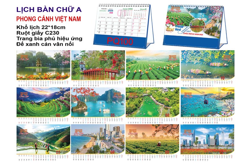 Lịch để bàn chữ A
