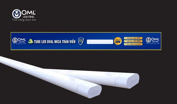 Tube LED oval mica tràn viền 60W