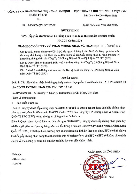 Chứng nhận EFC