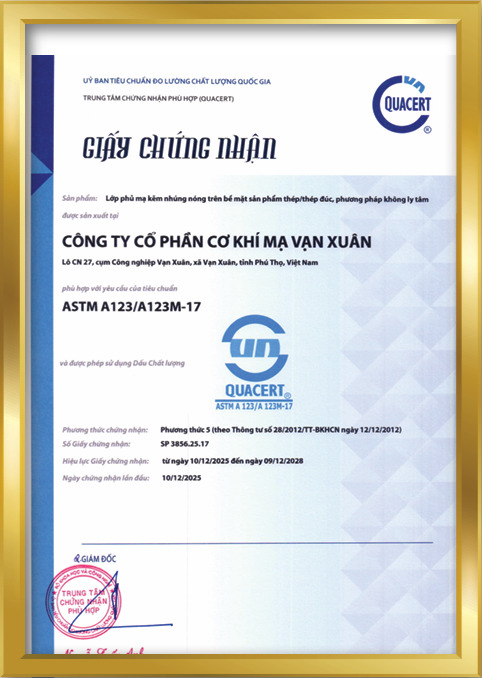 Chứng nhận ASTM A123
