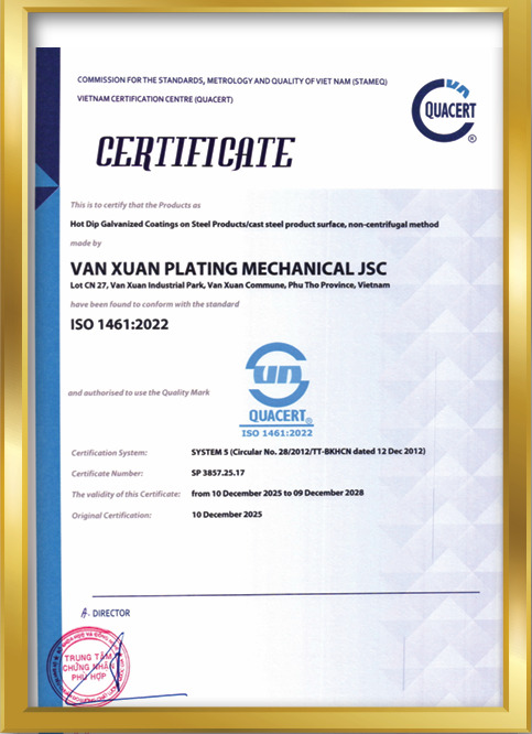 Chứng nhận ISO 1461:2022