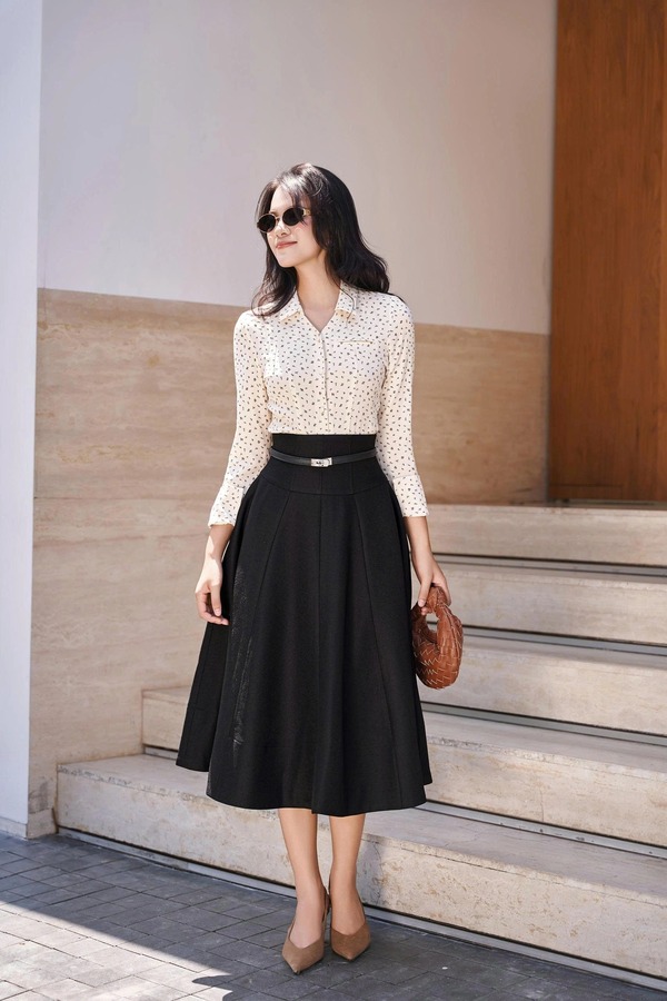 Áo Sunny sơ mi phối hoa
