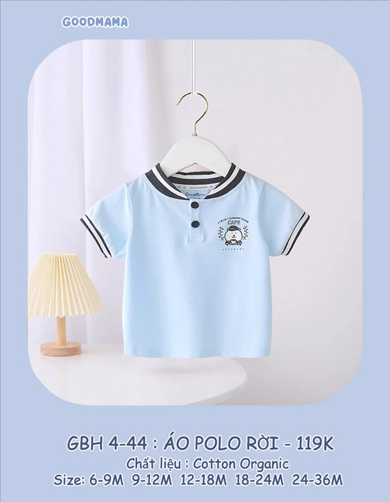 GBH4-44 áo Polo rời Goodmama chất liệu Cotton Organic