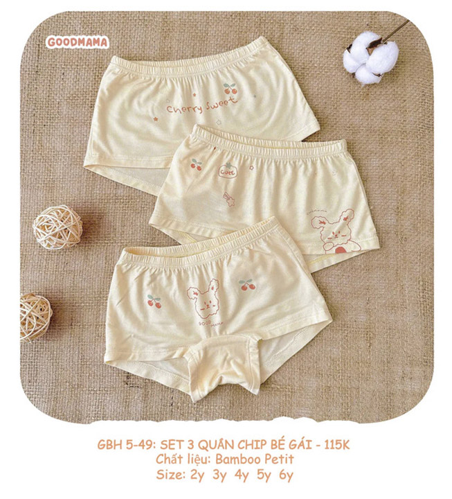 GBH5-49 Set 3 quần chip cho bé gái