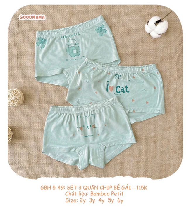 GBH5-49 Set 3 quần chip cho bé gái