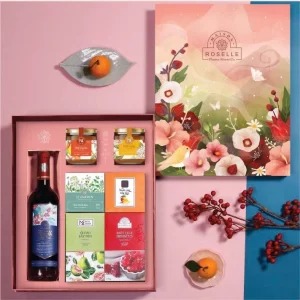 Hộp Rượu In Hoa Kèm Mứt Tết