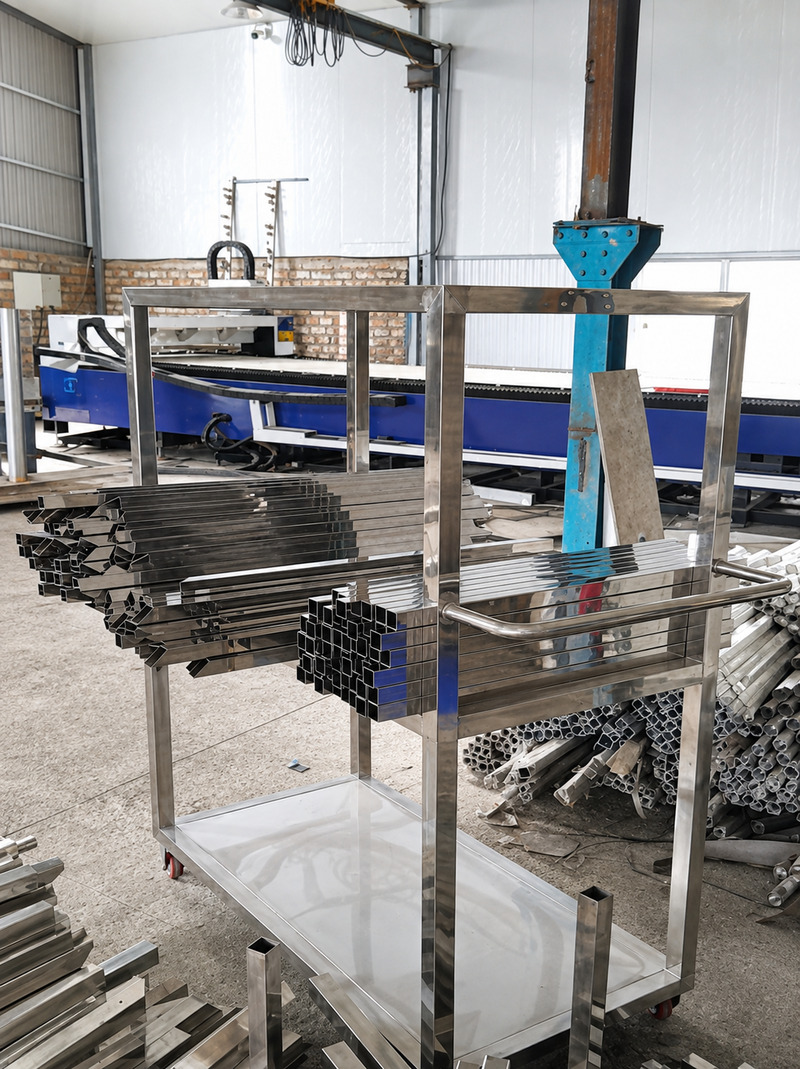 Xe đẩy inox 2 tầng