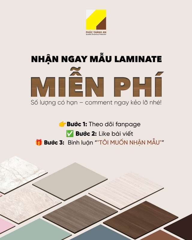 Nhận ngay mẫu Laminate miễn phí
