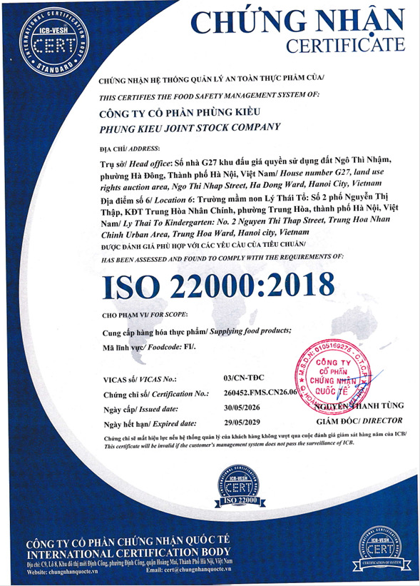 Chứng nhận ISO mầm non Lý Thái Tổ