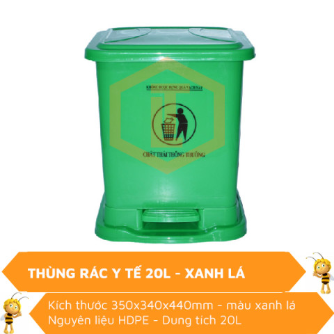 Thùng rác y tế 20L xanh
