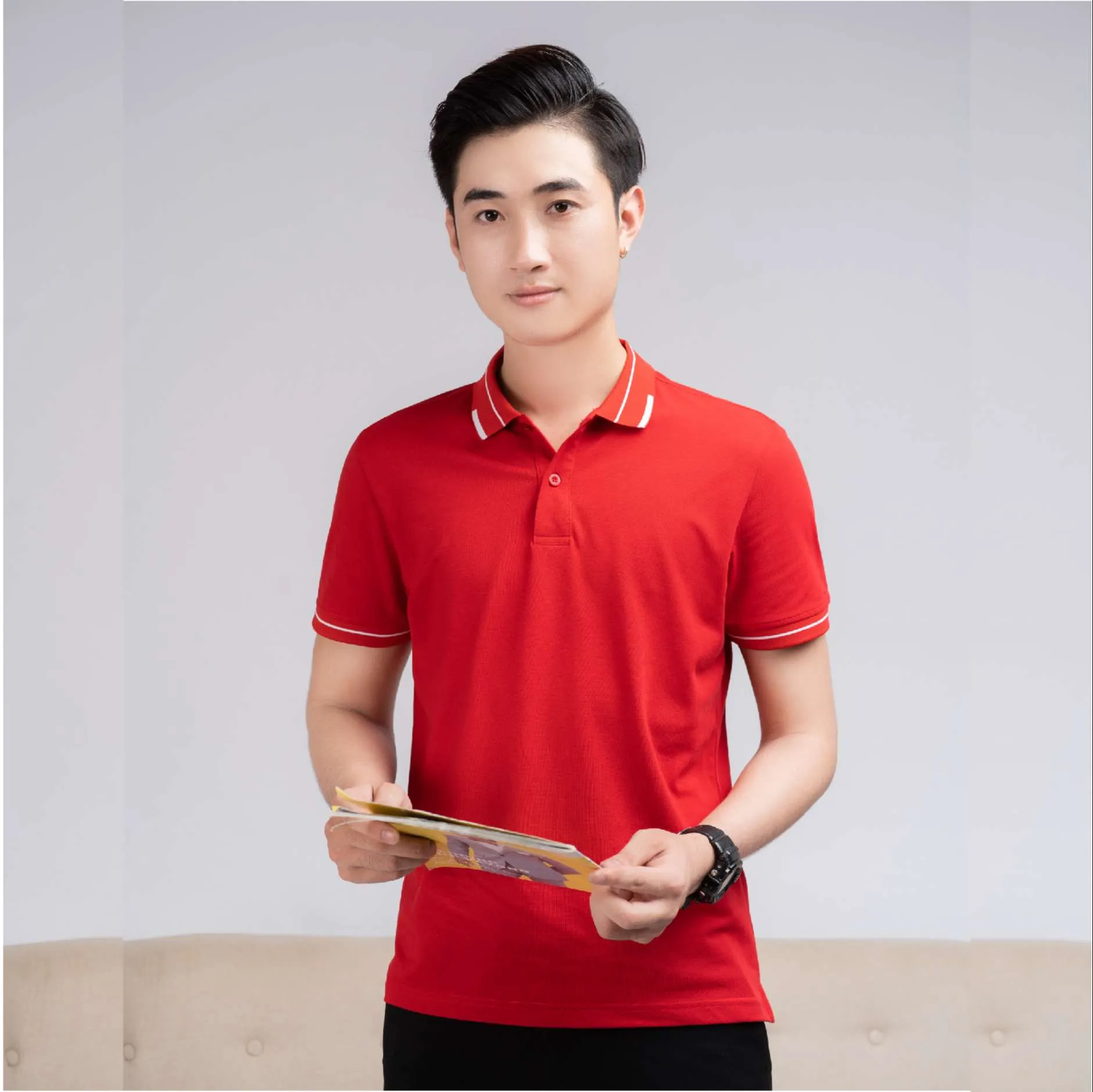 áo polo cặp đôi Palvin đỏ đô