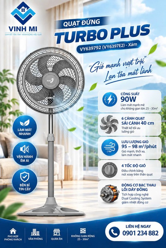 Quạt đứng Turbo Plus 90W