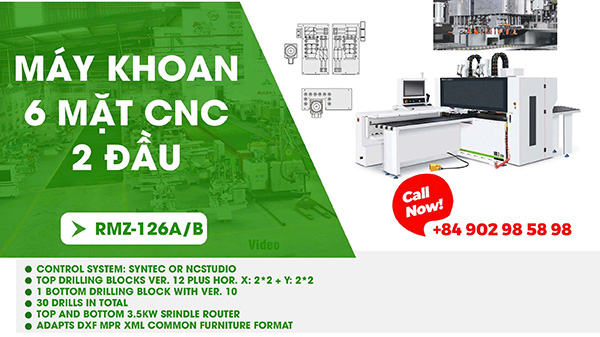 Máy khoan 6 mặt CNC 2 đầu