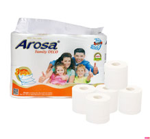 Giấy vệ sinh Arosa Family cao cấp 6 cuộn 3 lớp màu cam