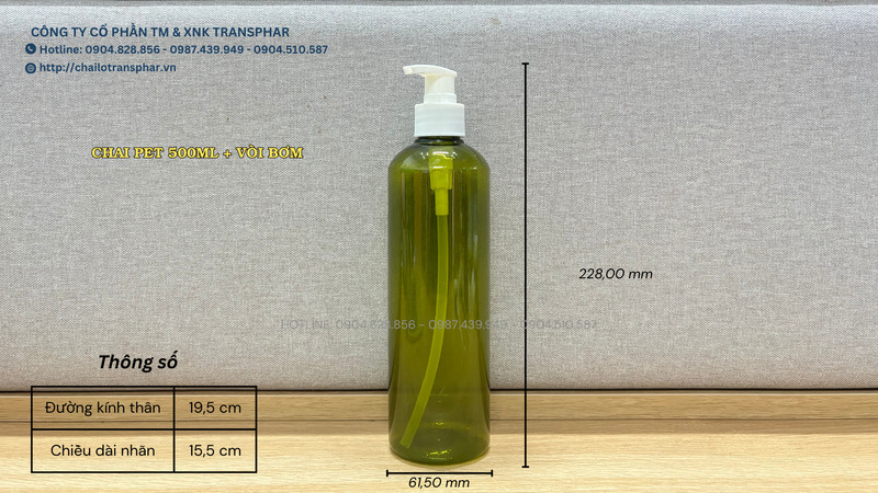 Chai nhựa PET 500ml cao cổ 28