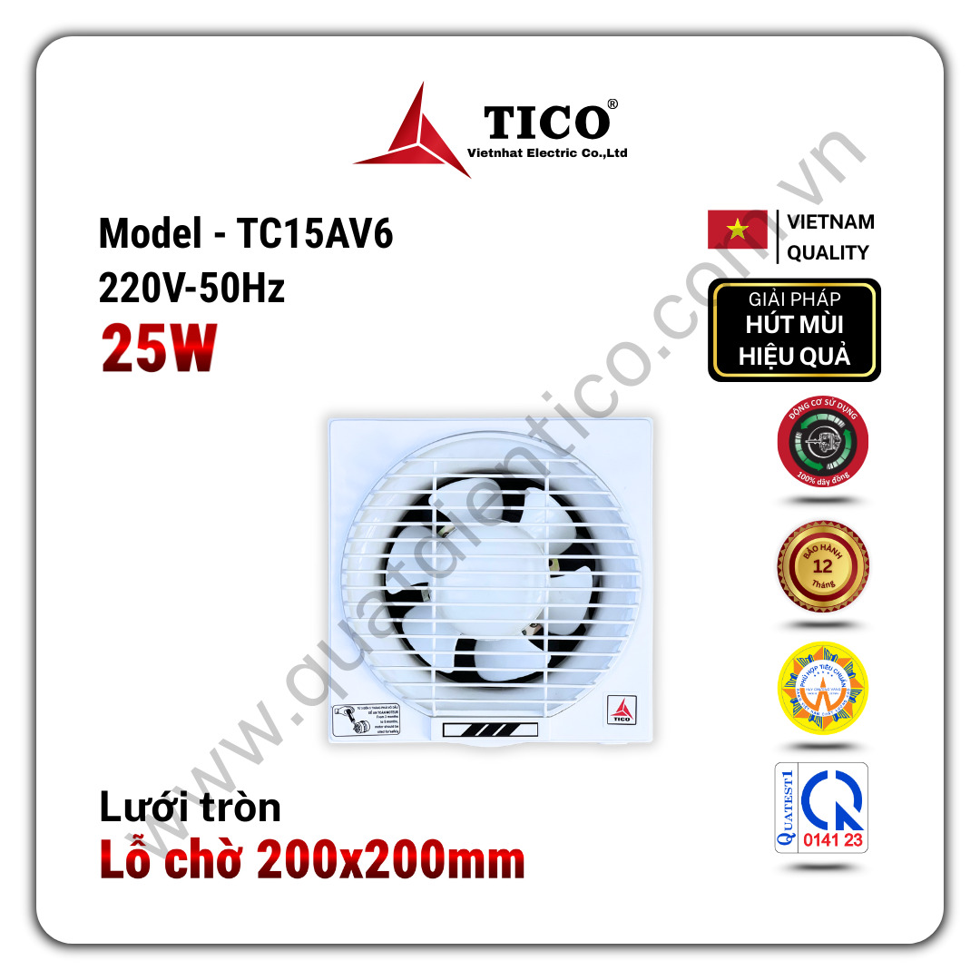 Quạt thông gió gắn tường Tico TC15AV6