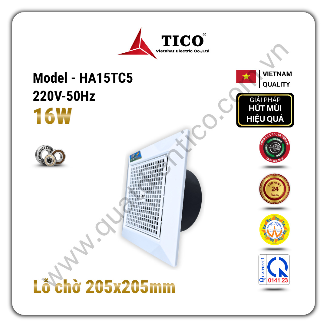 Quạt thông gió hút thẳng Tico Luxury-HA15TC5