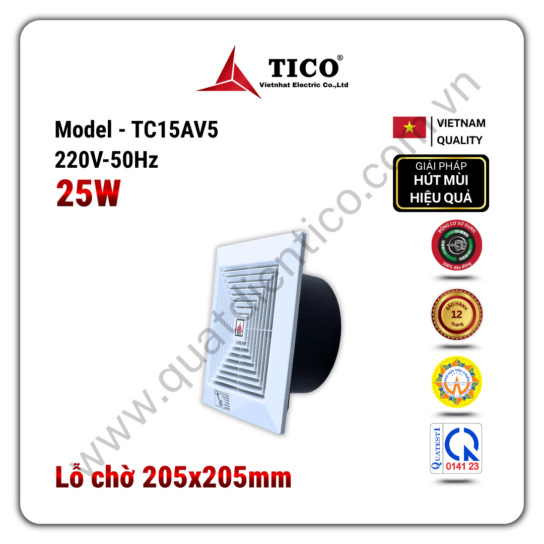 Quạt thông gió hút thẳng Tico TC15AV5