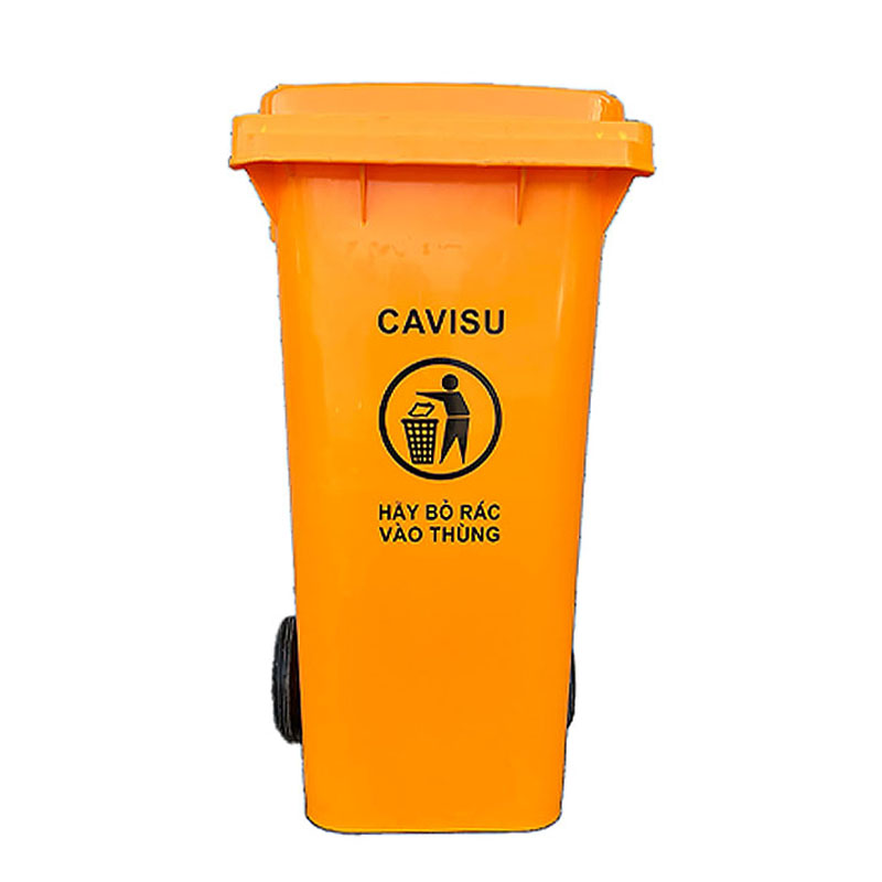 Thùng rác nhập khẩu 100L màu cam Cavisu