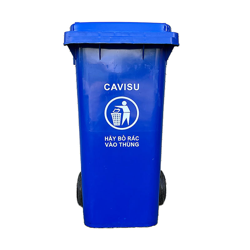 Thùng rác nhập khẩu 120L Cavisu màu xanh dương