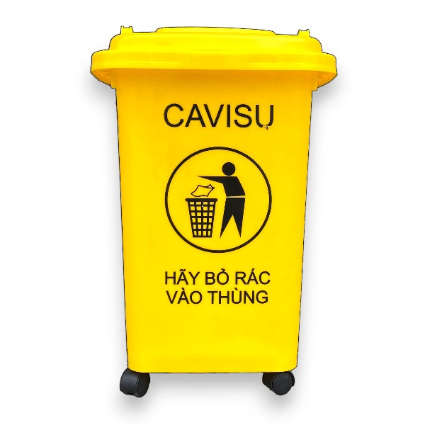Thùng rác nhập khẩu 60L Cavisu màu vàng
