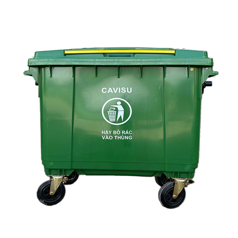 Thùng rác nhập khẩu 660L màu xanh lá Cavisu