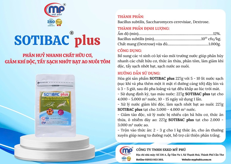 SOTIBAC Plus Giảm khí độc tẩy sạch nhớt bạt ao nuôi