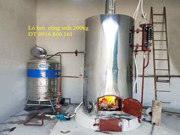Lò hơi đốt than củi công suất 200kg hơi/giờ