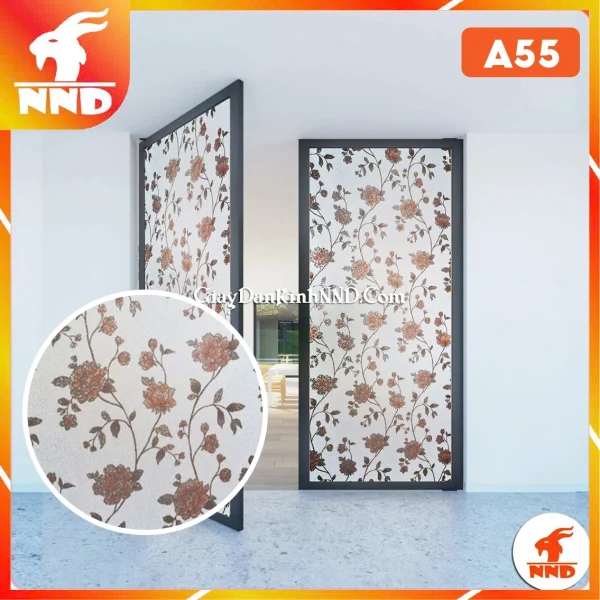 Giấy dán kính 3D hình hoa dây mã A55