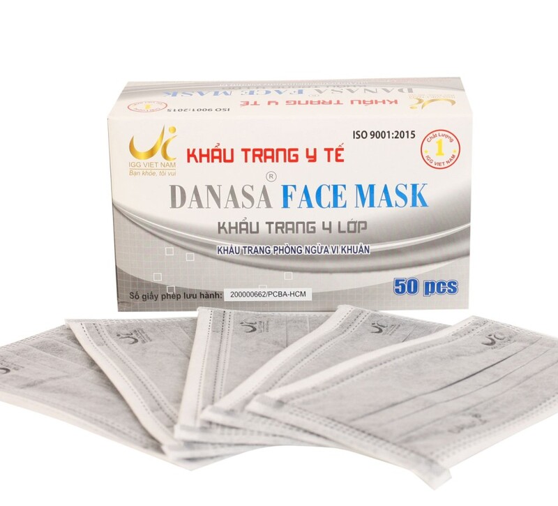 Khẩu trang y tế 4 lớp Danasa (màu xám)