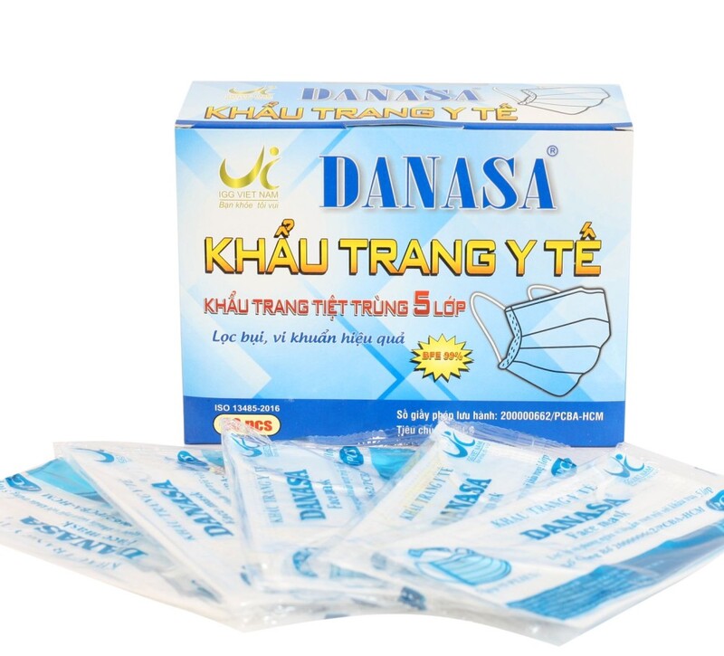 Khẩu trang y tế 5 lớp Danasa (màu xanh)