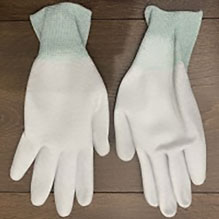 Găng tay sợi Polyseter màu trắng phủ PU lòng bàn tay