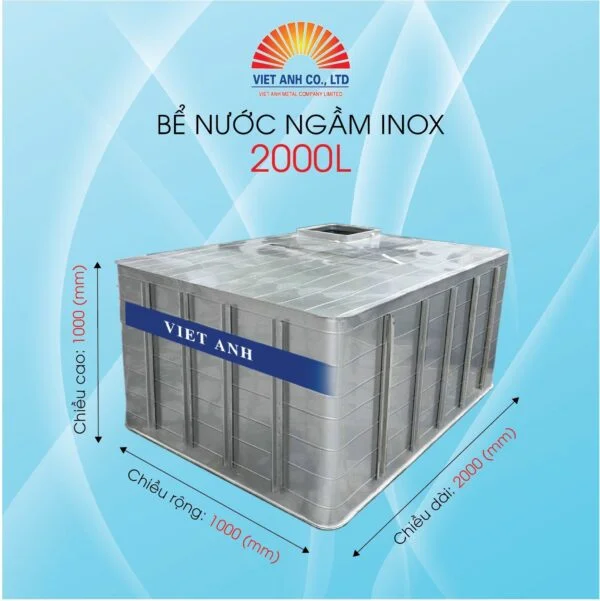 Bể nước ngầm inox có sẵn 2000L