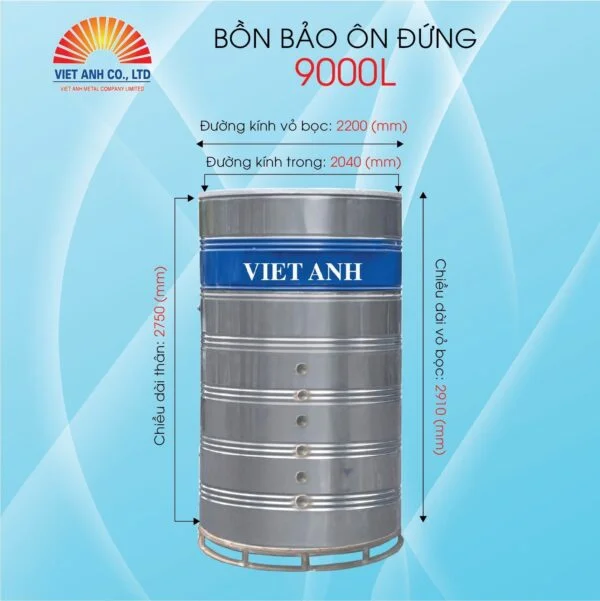 Bồn bảo ôn inox 9000L đứng