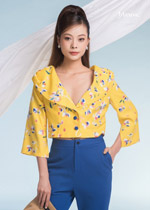 Áo croptop linen vàng hoa