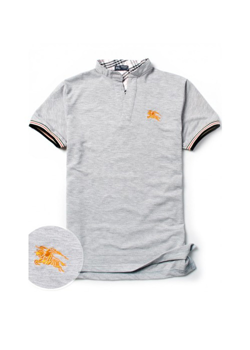 Áo thun cổ trụ Burberry nam xám