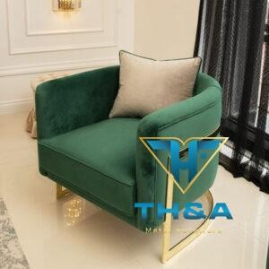 Ghế sofa nỉ khung inox mạ vàng IA1315
