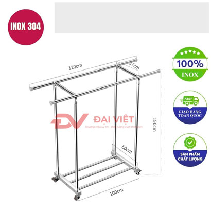 Sào treo quần áo inox đôi