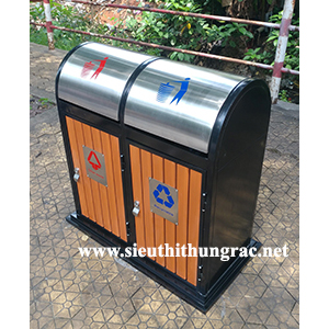 Thùng rác gỗ đôi HN-48