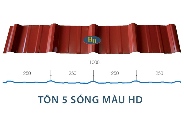 Tôn 5 sóng màu HD