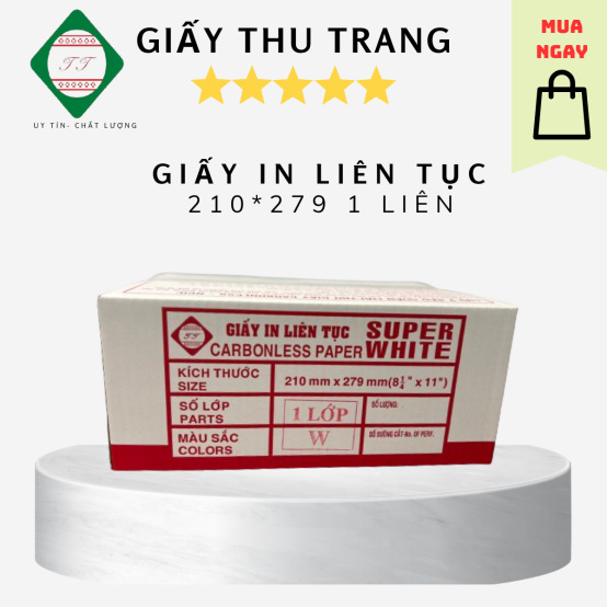 Giấy in liên tục 1 liên Super White 210x279