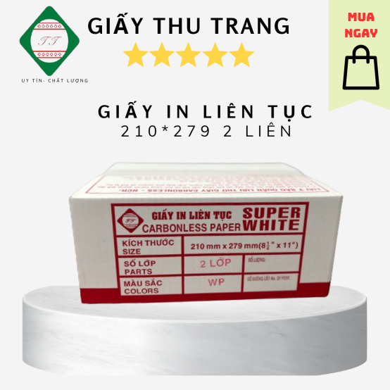Giấy in liên tục 2 liên Super White 210x279