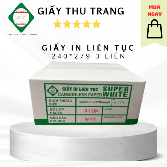 Giấy in liên tục 3 liên Super White 240x279