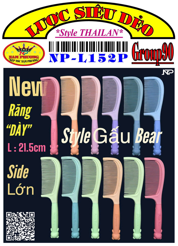 Lược lớn gấu răng dày 12 màu Pastel